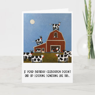 Carte d'anniversaire vaches drôles