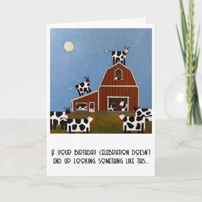 Carte d'anniversaire vaches drôles (Devant)