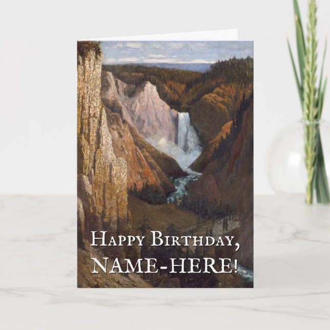 Carte d'anniversaire Vallée et cascade Vintage Loo (Devant)