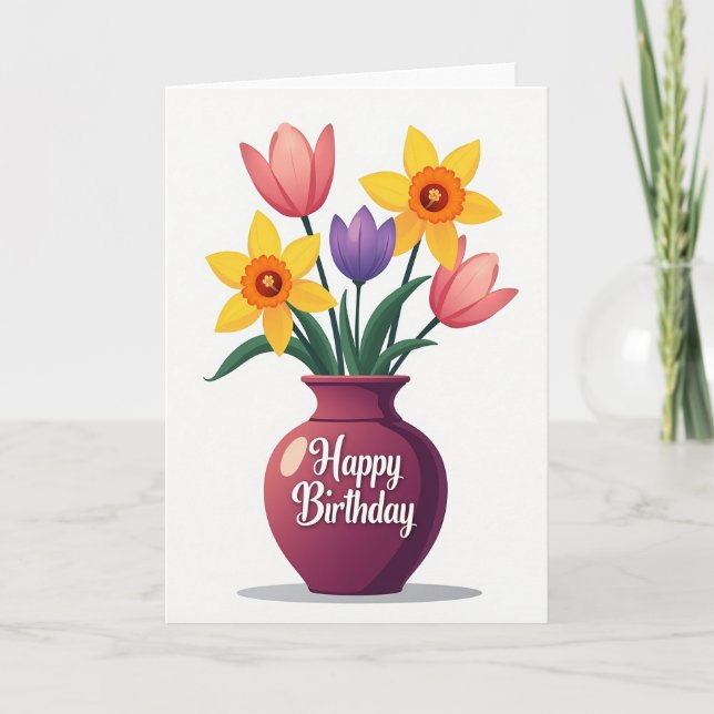 Carte d'anniversaire Vase Bloom (Devant)