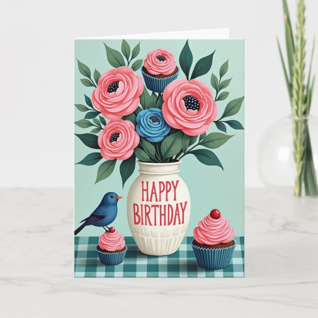 Carte d'anniversaire Vase Vibrant (Devant)