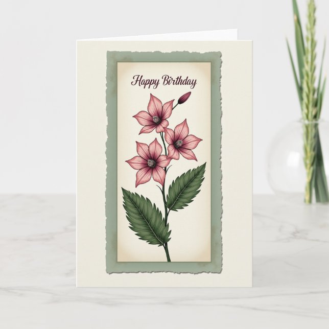 Carte d'anniversaire végétale artistique (Devant)