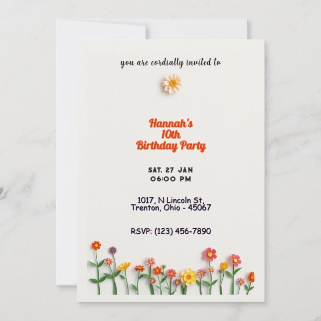 Carte d'anniversaire végétale minimaliste (Devant)