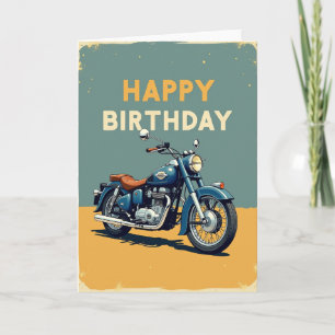 Carte d'anniversaire Véhicule Bleu Rétro