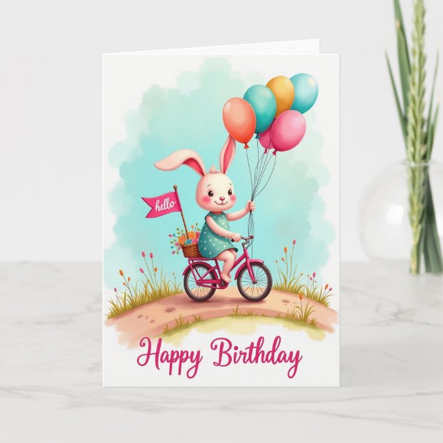 Carte d'anniversaire vélo fantaisiste (Devant)
