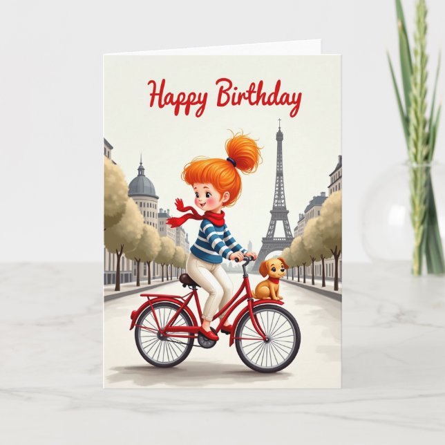 Carte d'anniversaire vélo rouge (Devant)