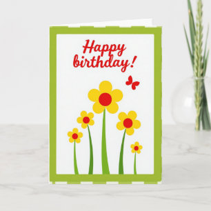 Carte d'anniversaire verte à carreaux