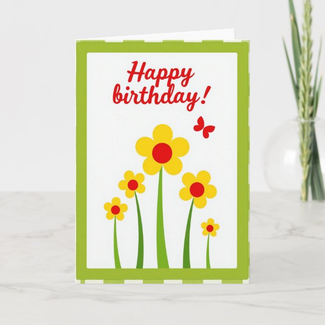 Carte d'anniversaire verte à carreaux (Devant)