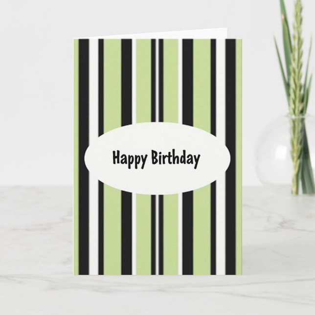 Carte d'anniversaire verte rayée (Devant)