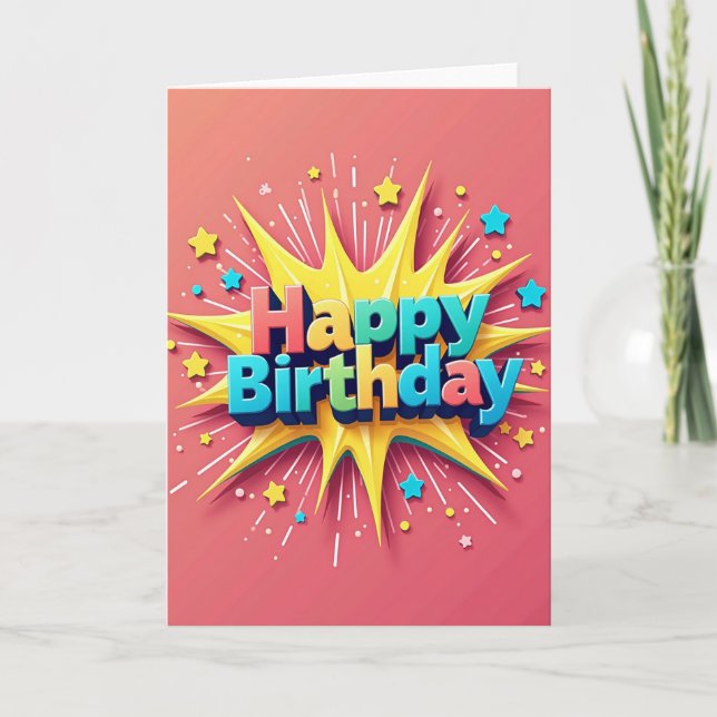 Carte d'anniversaire Vibrant Stars (Devant)