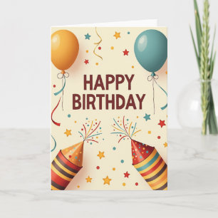 Carte d'anniversaire vibrante avec illustration