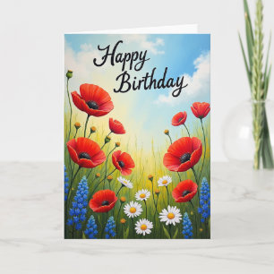 Carte d'anniversaire vibrante de fleurs sauvages