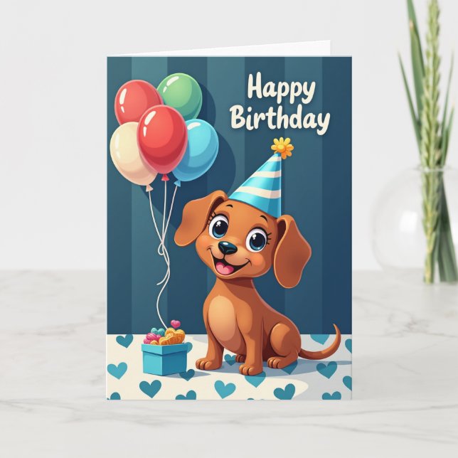 Carte d'anniversaire vibrante pour chien (Devant)