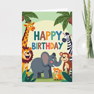 Carte d'anniversaire vibrante Safari
