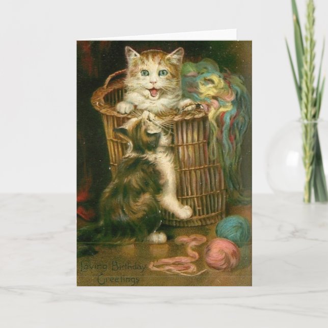 Carte d'anniversaire Victorian Playful Kittens (Devant)