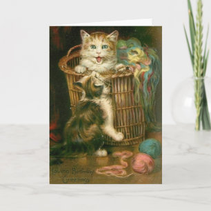 Carte d'anniversaire Victorian Playful Kittens