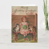 Carte d'anniversaire victorienne Little Girl and K