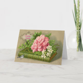 Carte d'anniversaire victorienne Roses roses rose 
