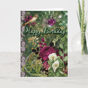 Carte d'anniversaire victorienne Vintage.Carte