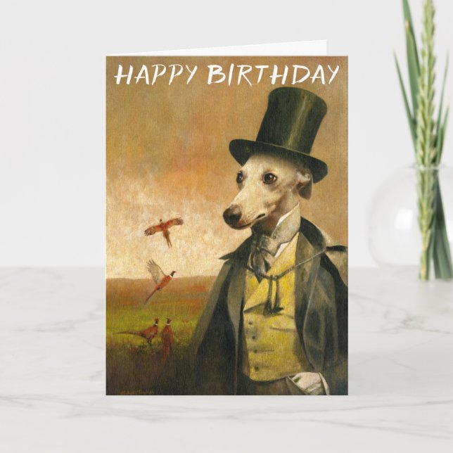 Carte d'anniversaire victorienne Whippet (Devant)