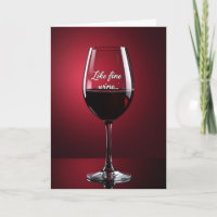 Carte d'anniversaire vin élégant