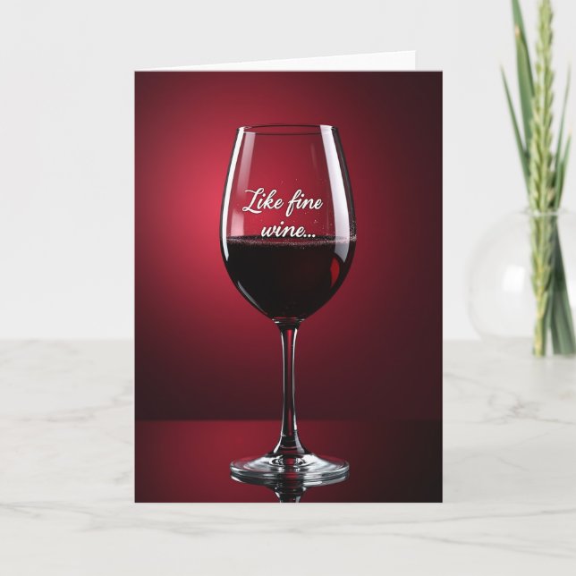 Carte d'anniversaire vin élégant (Devant)