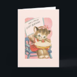 Carte d'anniversaire vintage<br><div class="desc">Carte de voeux d'anniversaire rétro / Vintage. adorable chaton avec une grande tarte d'anniversaire ! Pour l'anniversaire d'une fille spéciale !</div>