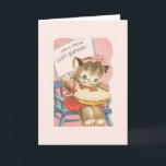 Carte d'anniversaire vintage<br><div class="desc">Carte de voeux d'anniversaire rétro / Vintage. adorable chaton avec une grande tarte d'anniversaire ! Pour l'anniversaire d'une fille spéciale !</div>
