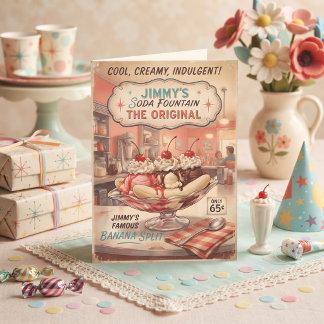 Carte d'anniversaire Vintage 1950s Soda Fountain B