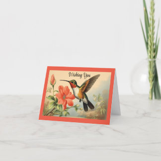 Carte d'anniversaire vintage aux colibris