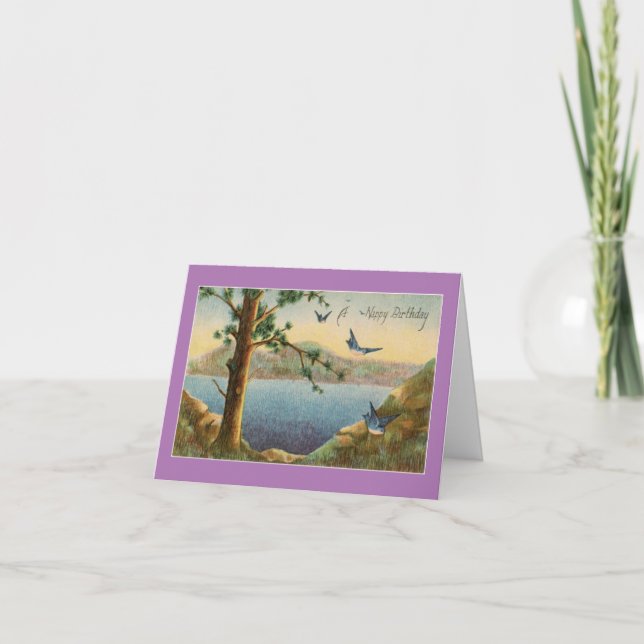 Carte d'anniversaire vintage Bluebirds (Devant)