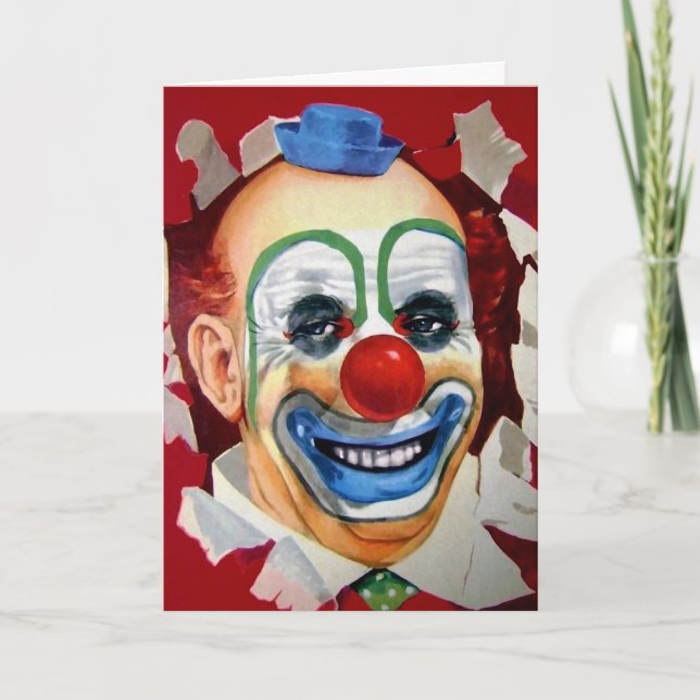 Carte d'anniversaire vintage Circus Clown (Devant)