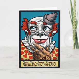 Carte d'anniversaire vintage Clown Fool