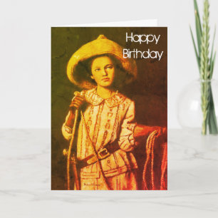 Carte d'anniversaire vintage Cowgirl