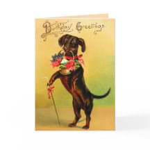 Carte d'anniversaire vintage Dachshund
