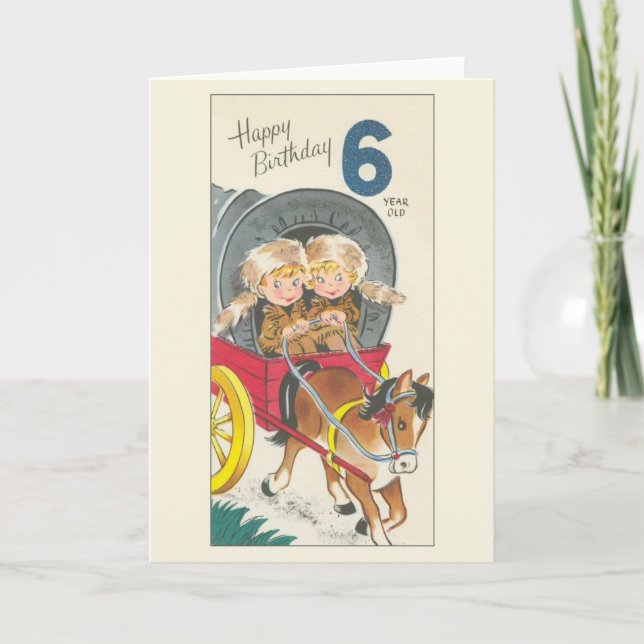 Carte d'anniversaire vintage de 6 ans (Devant)