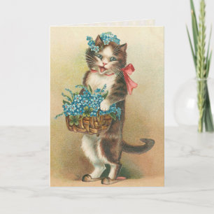 Carte d'anniversaire vintage de chaton