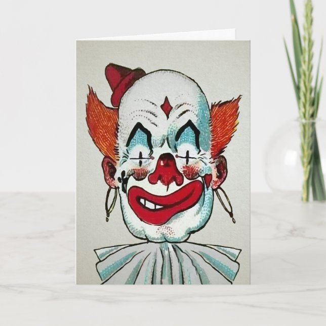 Carte d'anniversaire vintage de Clown Déplaisant (Devant)