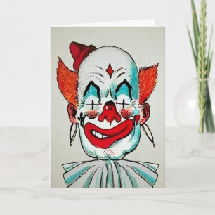 Carte d'anniversaire vintage de Clown Déplaisant