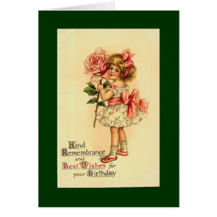Carte d'anniversaire vintage de demoiselle de