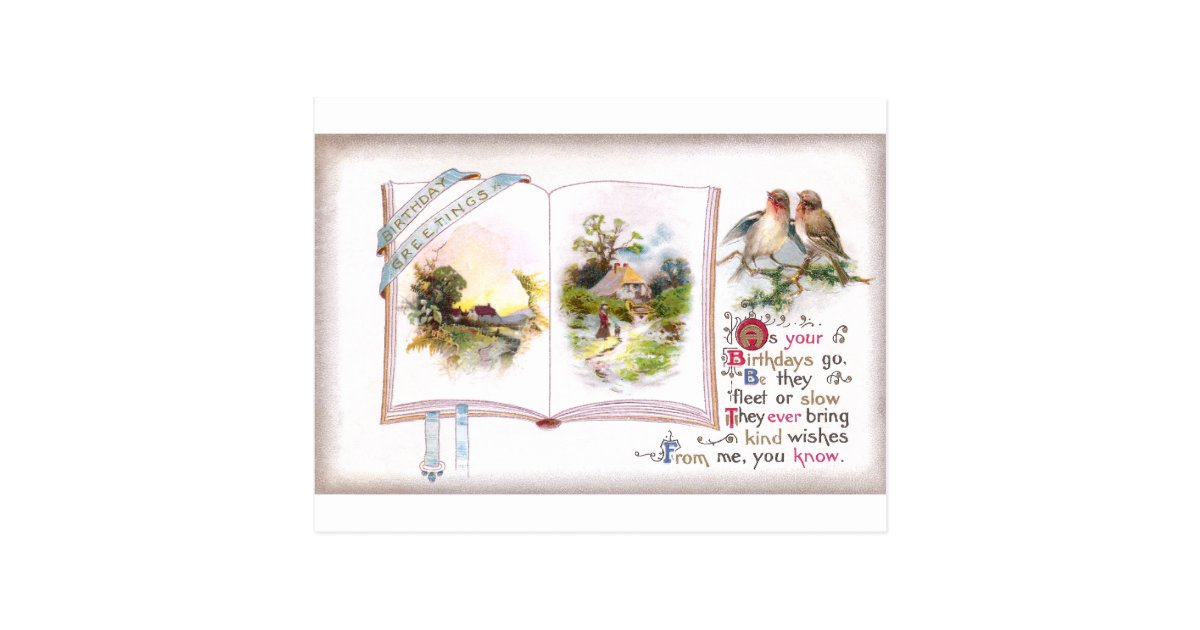 Carte D Anniversaire Vintage De Livre Et D Oiseaux Zazzle Fr Carte D Anniversaire Vintage De Livre Et D Oiseaux Zazzle Fr