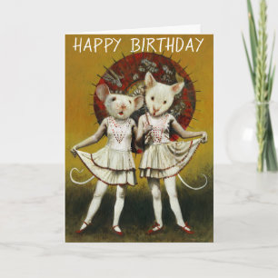 Carte d'anniversaire vintage de souris