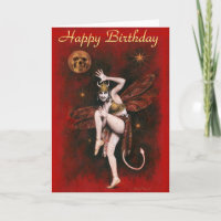 Carte d'anniversaire vintage Devil Lady
