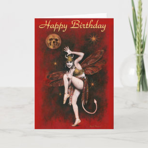 Carte d'anniversaire vintage Devil Lady