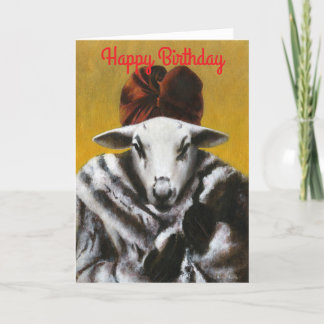 Carte d'anniversaire vintage Diva Sheep