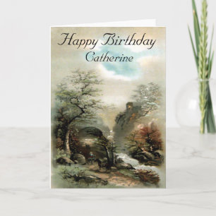 Carte d'anniversaire vintage du paysage