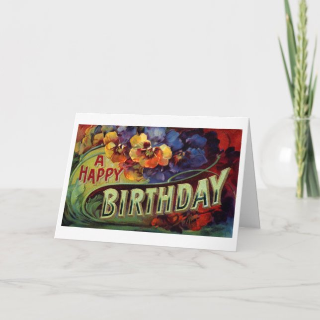 Carte d'anniversaire vintage Florale (Devant)