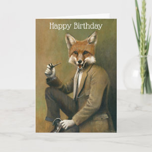 Carte d'anniversaire vintage Fox Gentleman