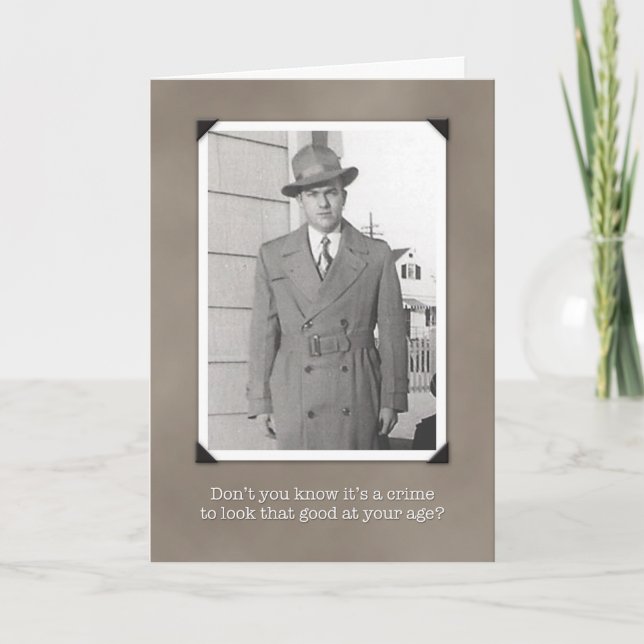 Carte d'anniversaire vintage humoristique, crime à (Devant)