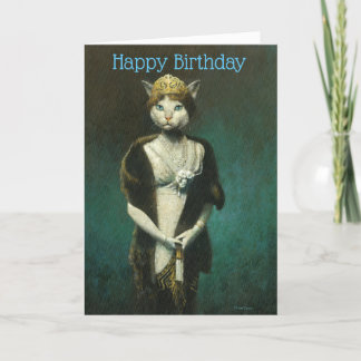 Carte d'Anniversaire Vintage Lady Cat